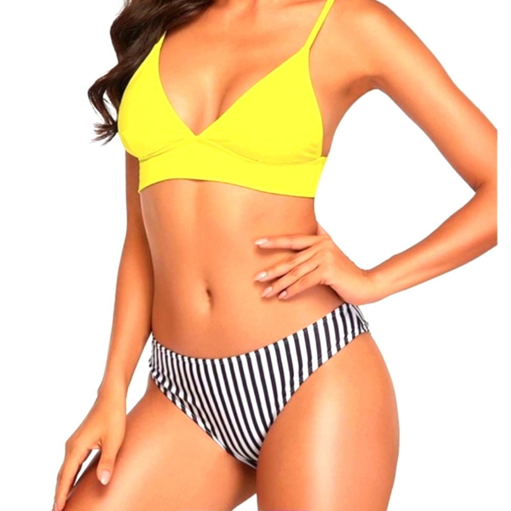 🌻DORIS Solid and Stripes Bikini Set swim wear